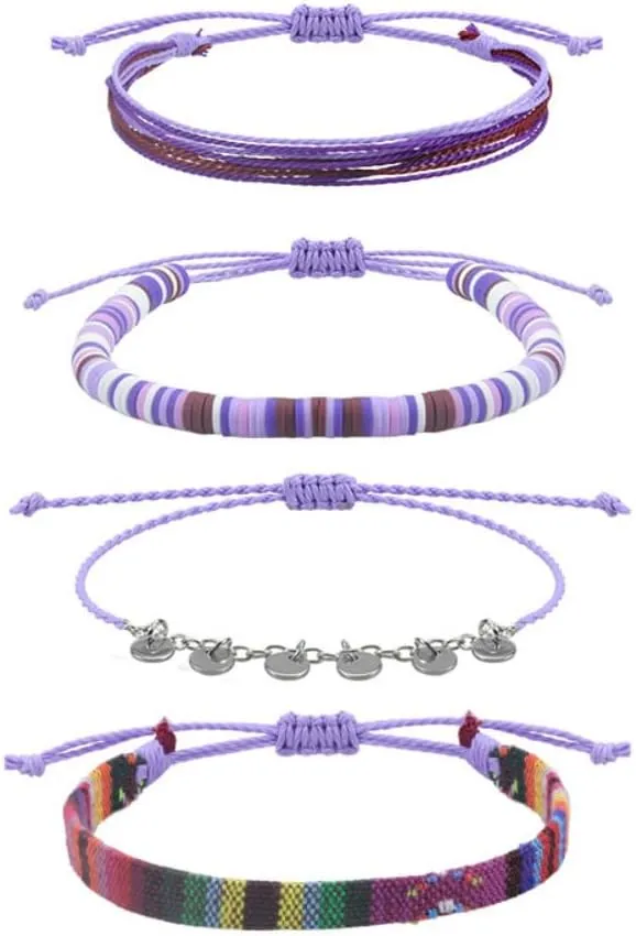 DATOA Waterproof String Anklets Boho Clay Beads Ankle Bracelets Summer Beach Surfer Jewelry for Women
