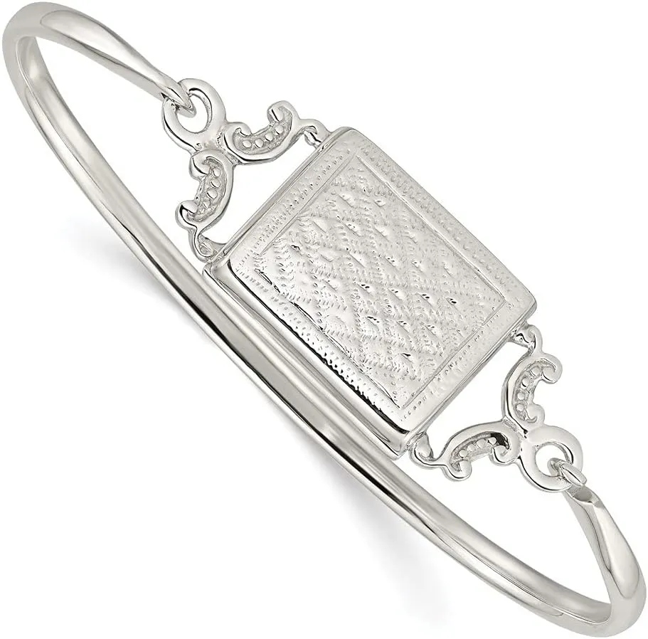 Diamond2Deal Sterling Silver Polished Rectangular 20mm Locket Bangle Bracelet for Mom