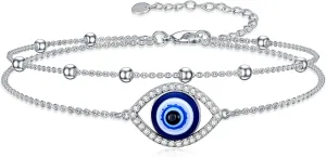 Dorunmo 925 Sterling Silver Infinity Heart Cross Circle Evil Eye Anklet Bracelets for Women Mother's Day Jewelry for Wife Girlfriend Mom Her
