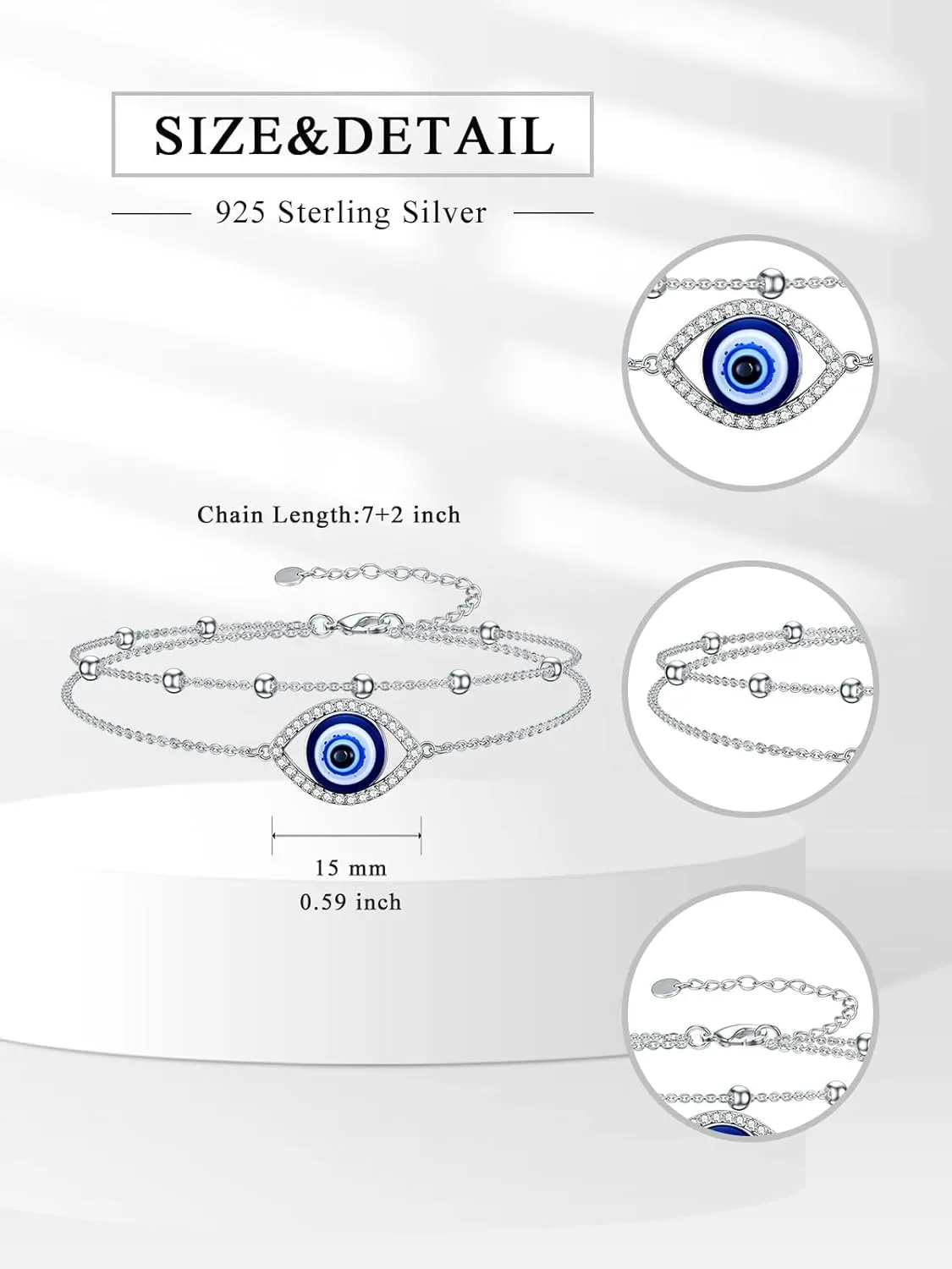 Dorunmo 925 Sterling Silver Infinity Heart Cross Circle Evil Eye Anklet Bracelets for Women Mother's Day Jewelry for Wife Girlfriend Mom Her
