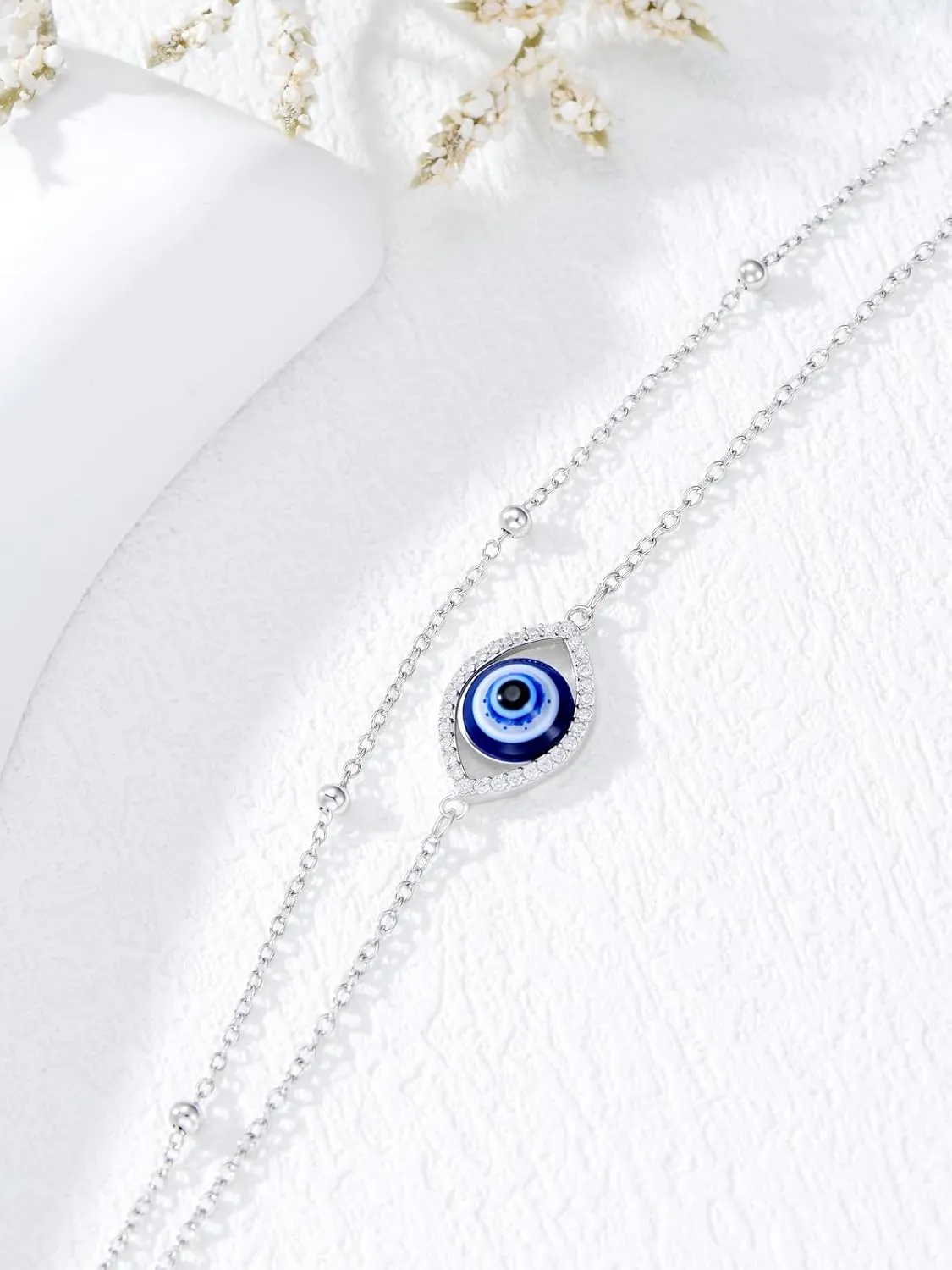 Dorunmo 925 Sterling Silver Infinity Heart Cross Circle Evil Eye Anklet Bracelets for Women Mother's Day Jewelry for Wife Girlfriend Mom Her