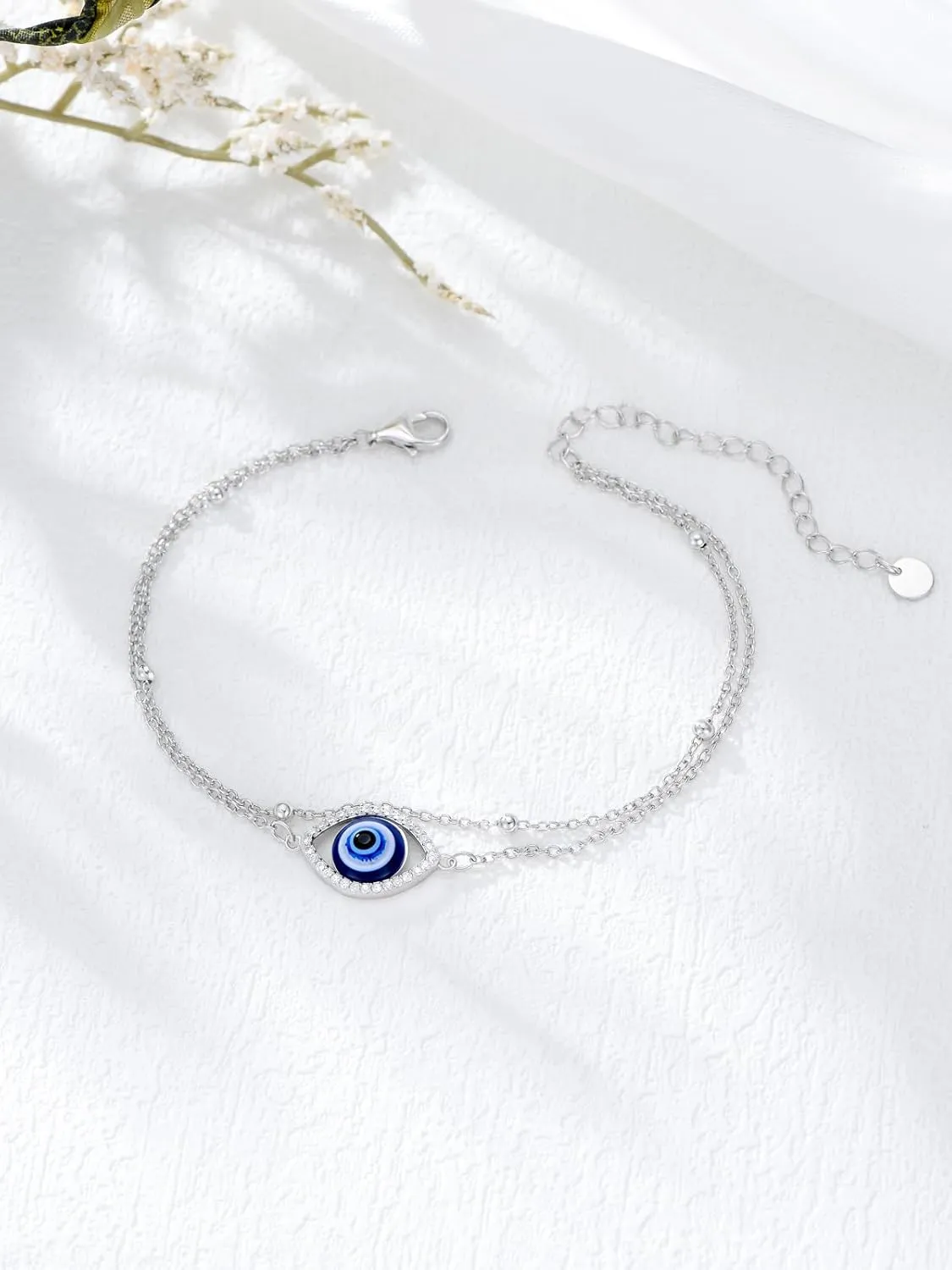 Dorunmo 925 Sterling Silver Infinity Heart Cross Circle Evil Eye Anklet Bracelets for Women Mother's Day Jewelry for Wife Girlfriend Mom Her