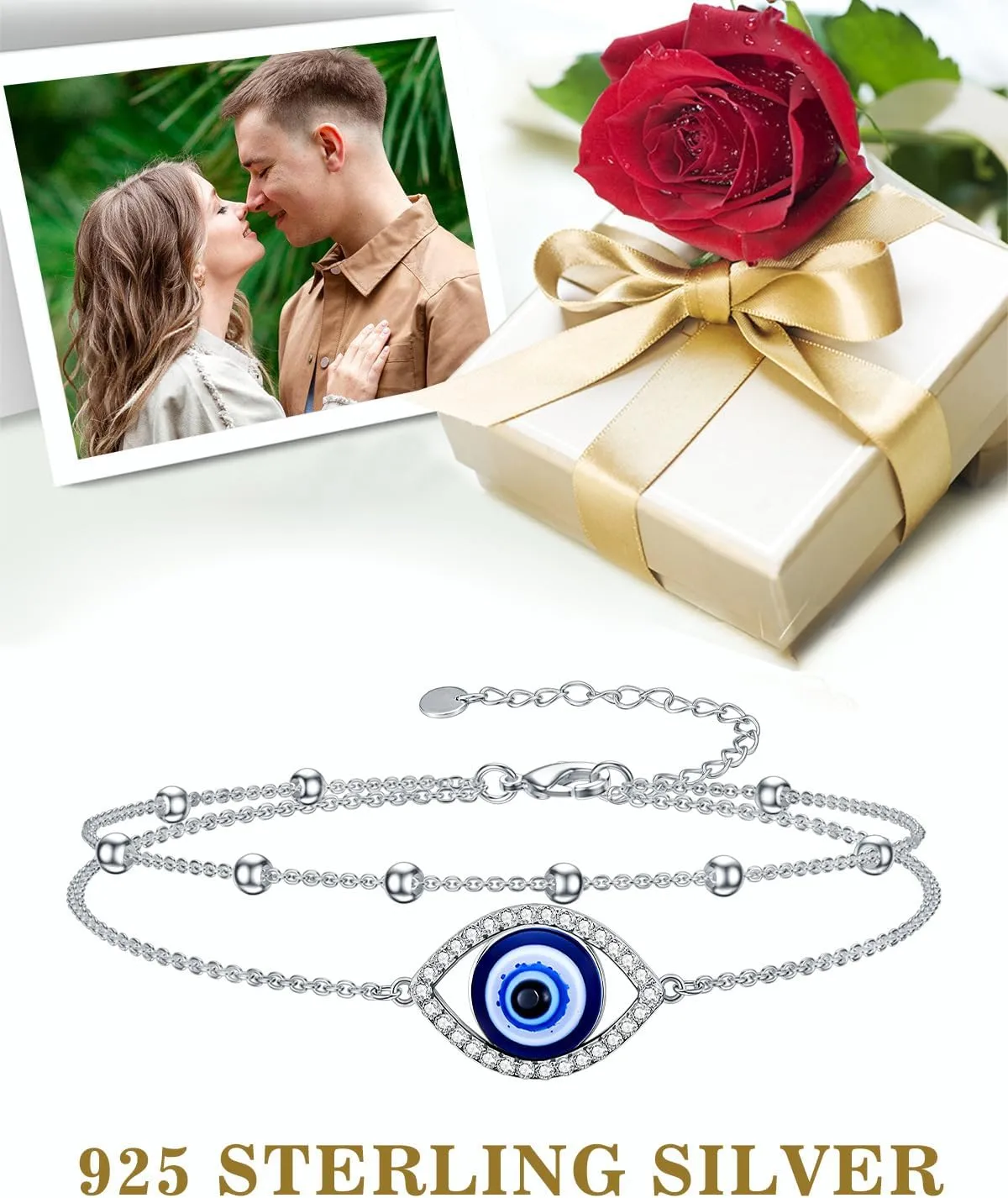 Dorunmo 925 Sterling Silver Infinity Heart Cross Circle Evil Eye Anklet Bracelets for Women Mother's Day Jewelry for Wife Girlfriend Mom Her