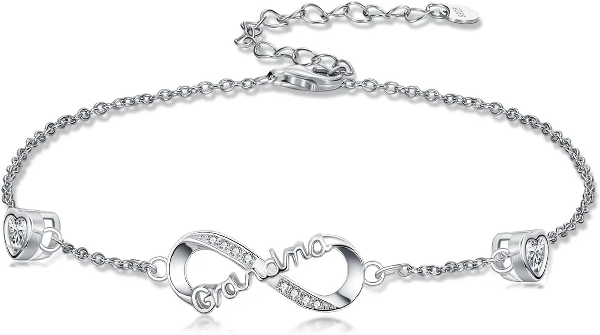 Dorunmo Mom Bracelet 925 Sterling Silver Infinity Heart Anklet Bracelets for Women Mother's Day Jewelry Gifts for Wife Her from Daughter Son
