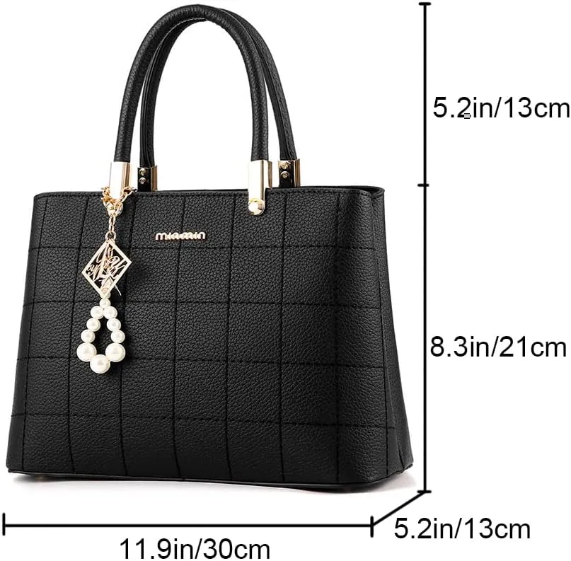 Downupdown Stylish Womens Handbags Faux Leather Satchel Medium Tote Bags Top Handle Handbag Purse Crossbody Bag Shoulder Bag