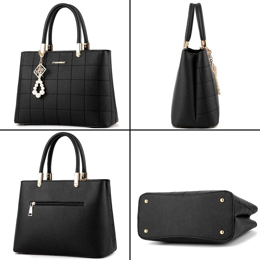 Downupdown Stylish Womens Handbags Faux Leather Satchel Medium Tote Bags Top Handle Handbag Purse Crossbody Bag Shoulder Bag
