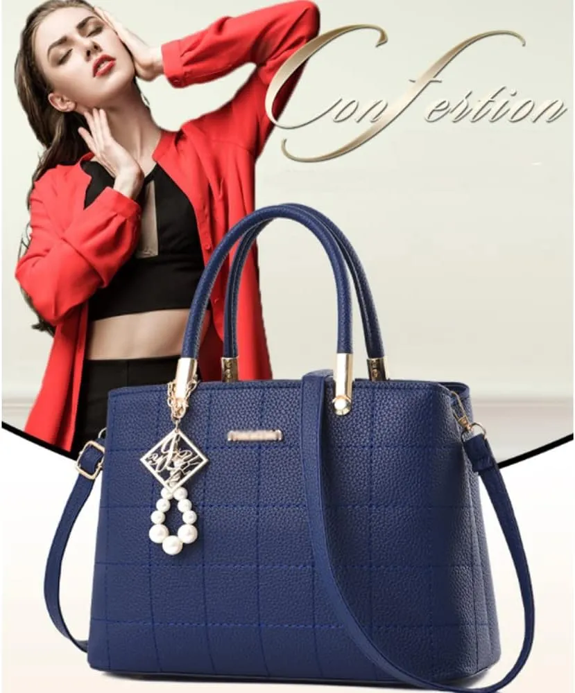 Downupdown Stylish Womens Handbags Faux Leather Satchel Medium Tote Bags Top Handle Handbag Purse Crossbody Bag Shoulder Bag
