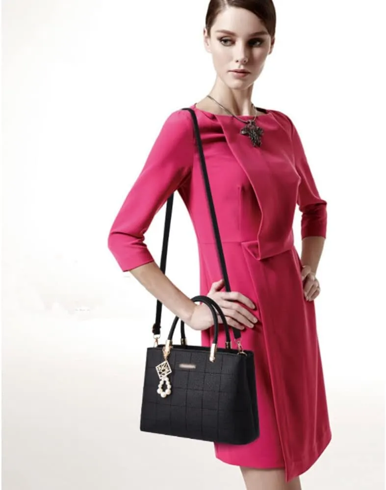 Downupdown Stylish Womens Handbags Faux Leather Satchel Medium Tote Bags Top Handle Handbag Purse Crossbody Bag Shoulder Bag
