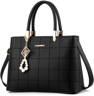 Downupdown Stylish Womens Handbags Faux Leather Satchel Medium Tote Bags Top Handle Handbag Purse Crossbody Bag Shoulder Bag
