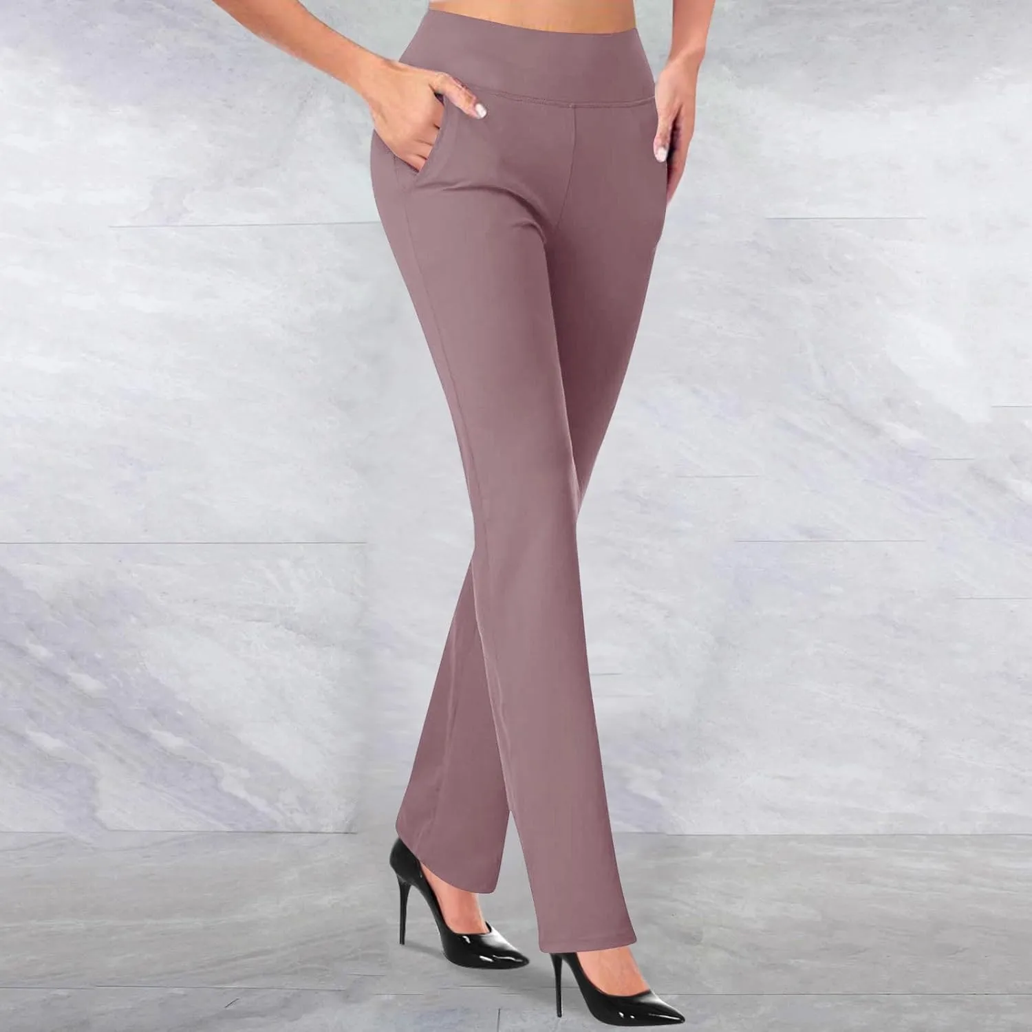Dress Pants Women Business Casual Work Pants Ladies High Waist Stretchy Trousers
