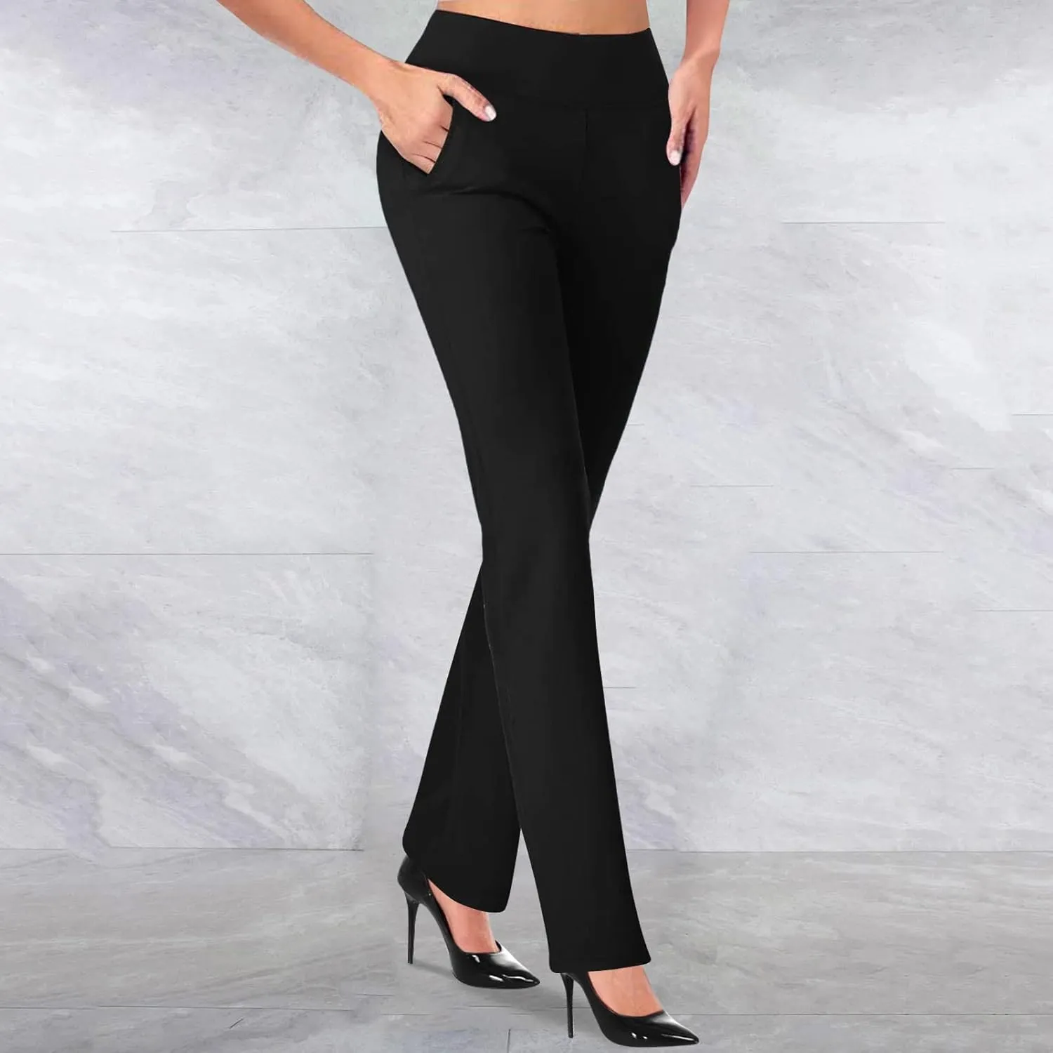 Dress Pants Women Business Casual Work Pants Ladies High Waist Stretchy Trousers