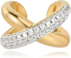 Ear Cuff Earrings for Women 14K Gold Plated Cubic Zirconia Paved Sparkling Huggie Ear Cuffs Non Piercing | Clip On Cartilage | Single