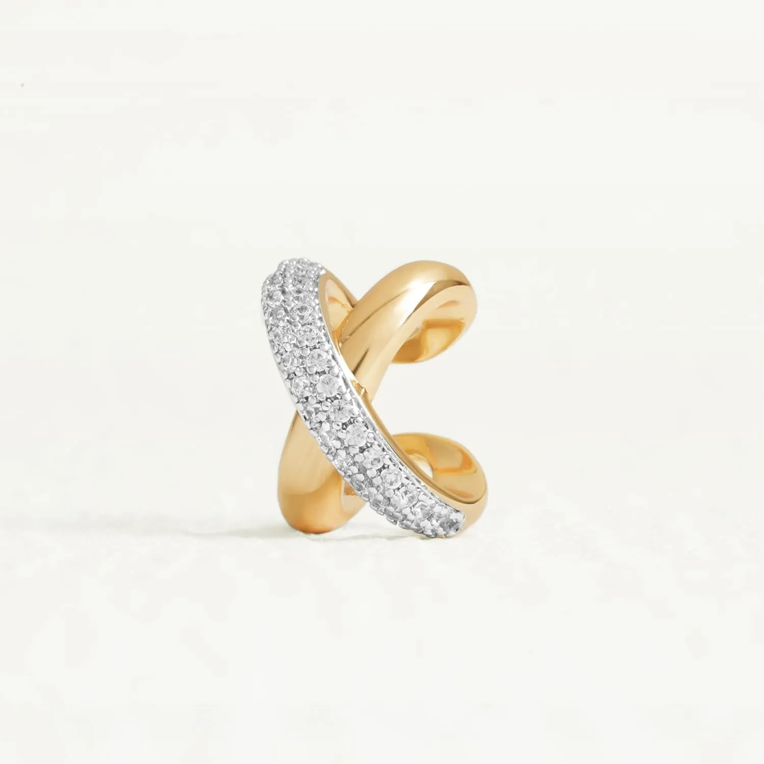 Ear Cuff Earrings for Women 14K Gold Plated Cubic Zirconia Paved Sparkling Huggie Ear Cuffs Non Piercing | Clip On Cartilage | Single