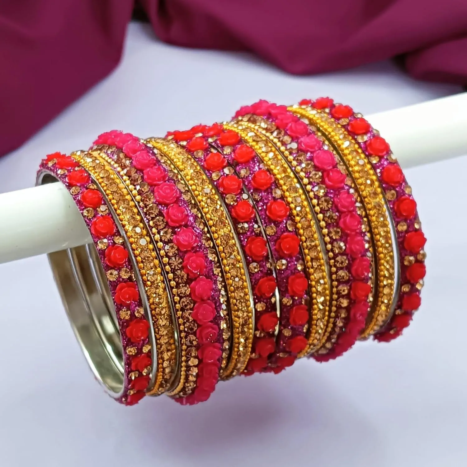 Efulgenz Indian Bridal Jewelry Indian Bangle Set Traditional Jewelry Kundan Crystal Bracelet Bangle Wedding Jewelry for Women