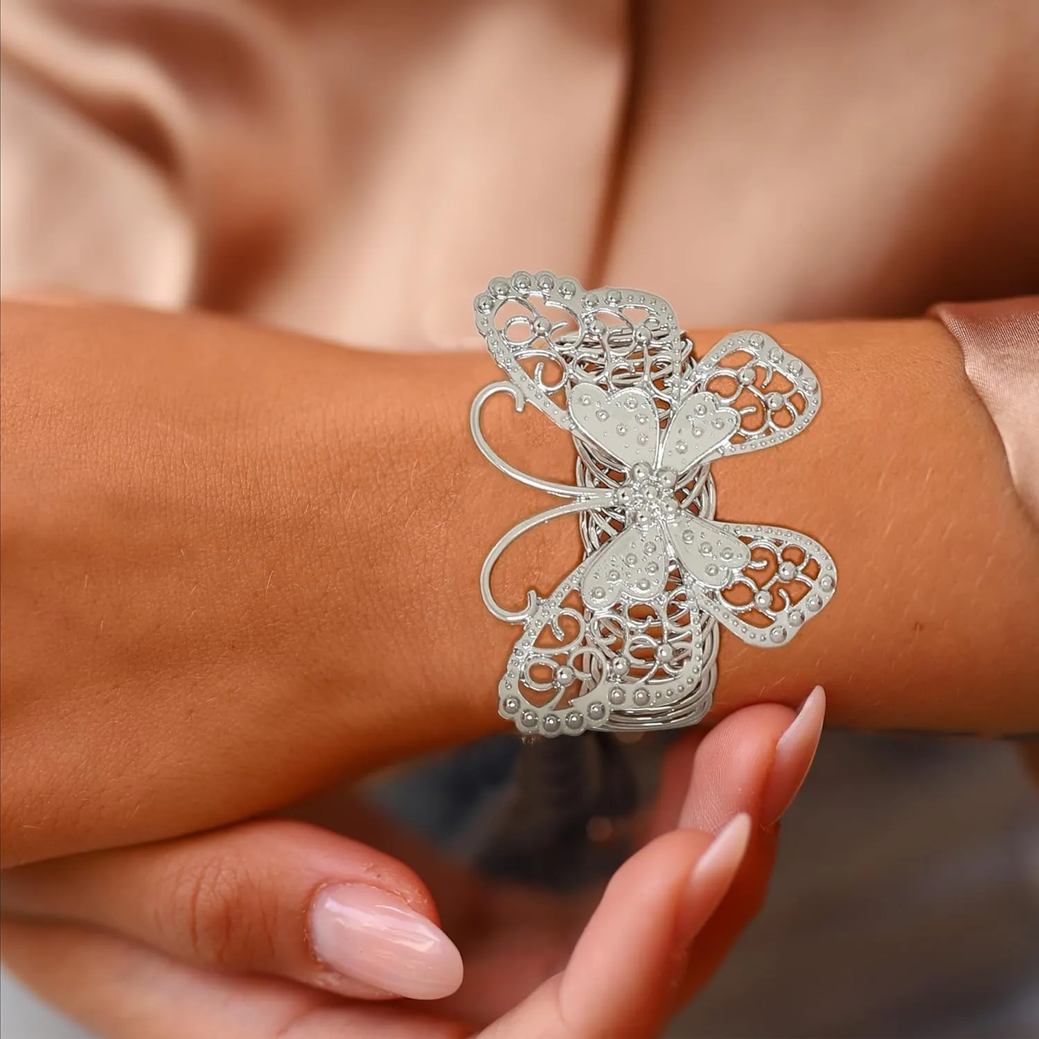 ELABEST Butterfly Bracelet Deer Adjustable Cuff Bracelets Mental Bangle Chain for Women