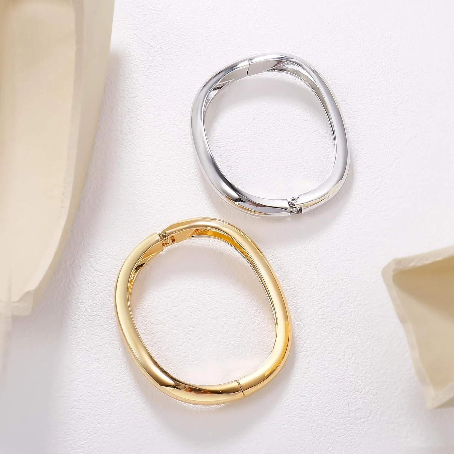 Elegance 11 designs Gold Cuff Bangle Bracelets For Women Set Chunky Trendy Hinged Irregular Cuff Open Wide Gold Bracelet Minimalist Jewelry Gift 2pcs