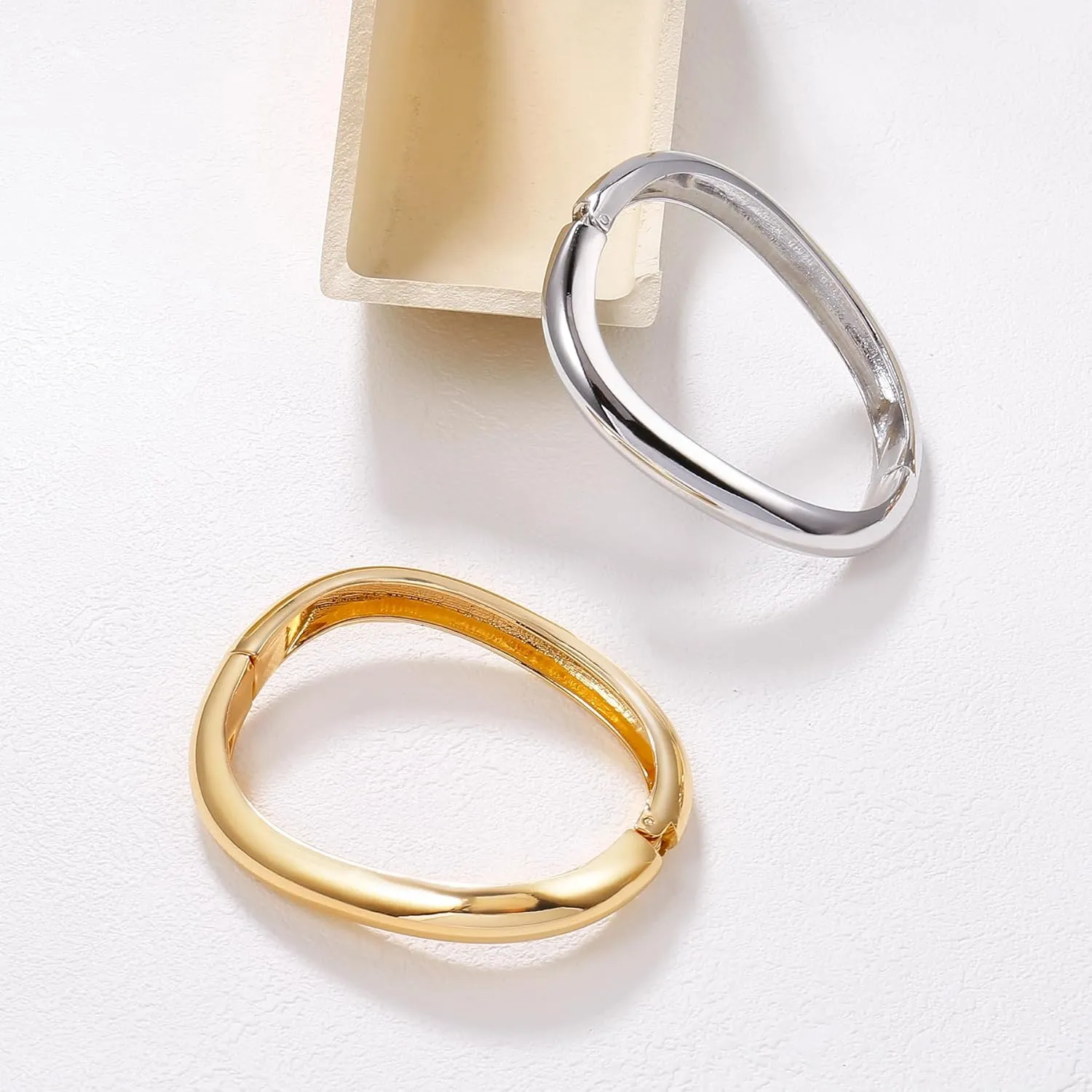 Elegance 11 designs Gold Cuff Bangle Bracelets For Women Set Chunky Trendy Hinged Irregular Cuff Open Wide Gold Bracelet Minimalist Jewelry Gift 2pcs