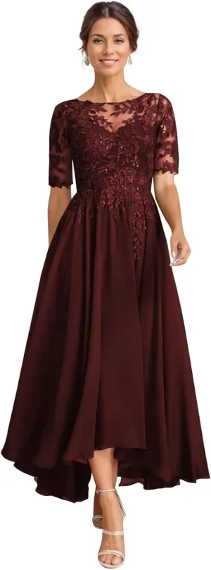Elegant Mother of The Bride Dresses for Women Wedding Sequin Lace Formal Dress with Pockets
