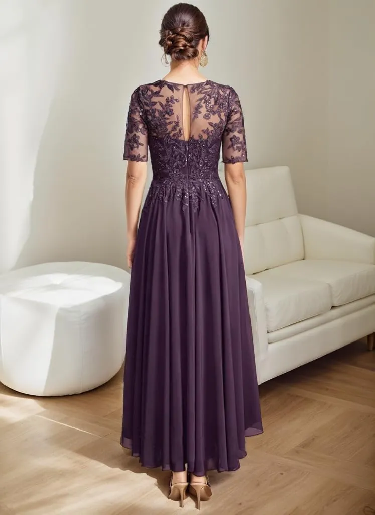 Elegant Mother of The Bride Dresses for Women Wedding Sequin Lace Formal Dress with Pockets