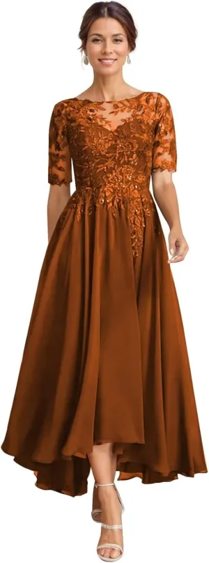 Elegant Mother of The Bride Dresses for Women Wedding Sequin Lace Formal Dress with Pockets