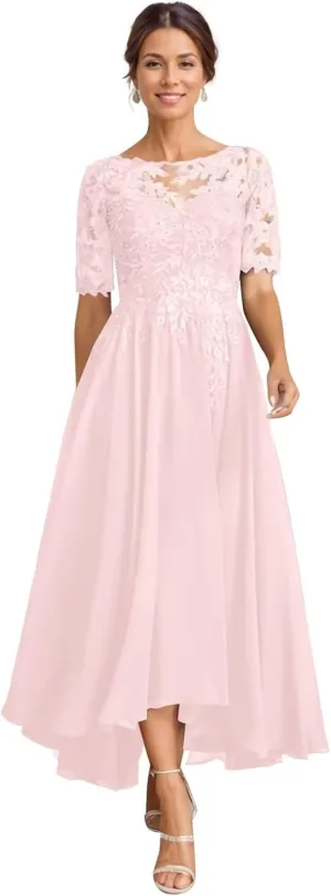 Elegant Mother of The Bride Dresses for Women Wedding Sequin Lace Formal Dress with Pockets