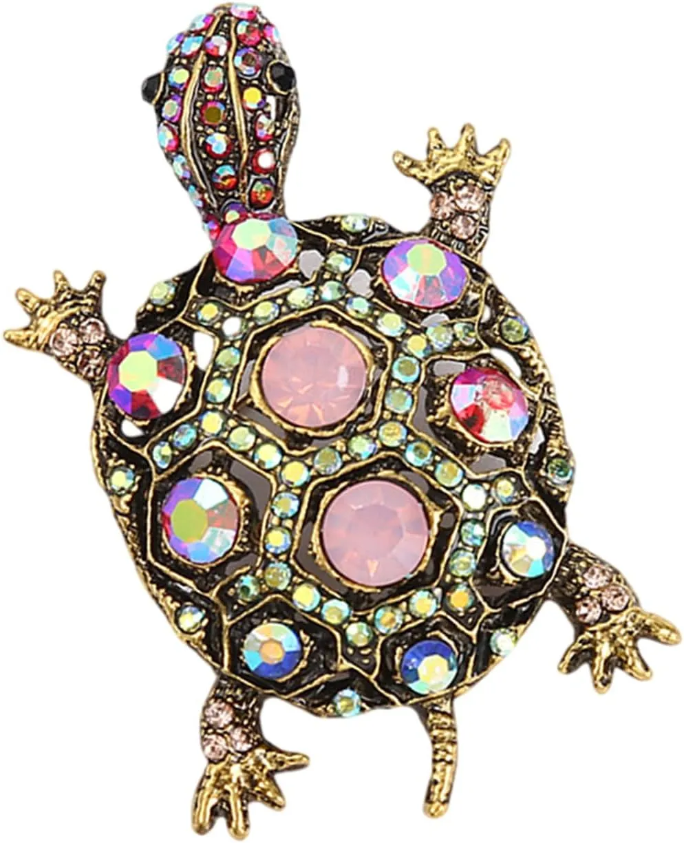 Elegant Turtles Brooches with Rhinestones Unique Turtles Pin Unisex Pins Alloy Texture Suitable for Fashionable Outfits