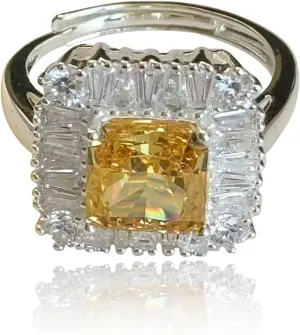 Engagement Ring Halo Ring Zircon Wedding Promise Rings Platinum Plated Square Rings Jewelry Adjuste Size for Her Women Wedding Bands