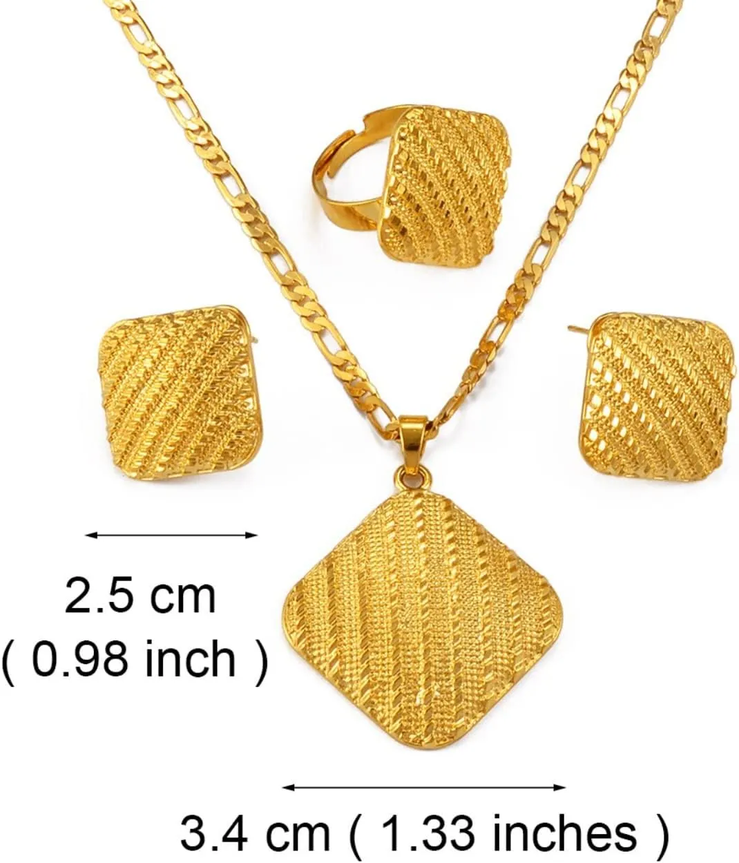 Ethiopian Jewelry for Women Set - Etiopian Jewelry - African Jewelry Sets for Women - Ethiopian Jewelry Sets Pendant Necklaces Earrings Rings for Women Eritrean Dubai Wedding Gifts