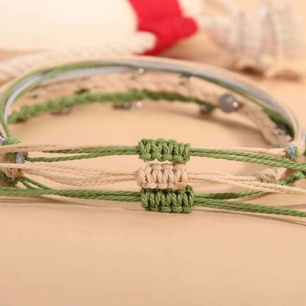 FANCY SHINY String Ankle Bracelets Waterproof Rope Anklets Braided Beach Boho Coin Anklets Cute Friendship Foot Jewelry for Women