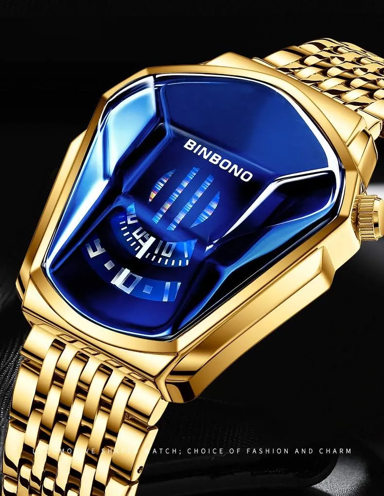 FANMIS Creative Fashion Blue LED Binary Digital Watches Men's Stainless Steel Silver Waterproof LED Backlight Bracelet Plated Watches
