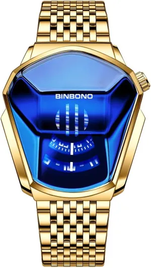 FANMIS Creative Fashion Blue LED Binary Digital Watches Men's Stainless Steel Silver Waterproof LED Backlight Bracelet Plated Watches