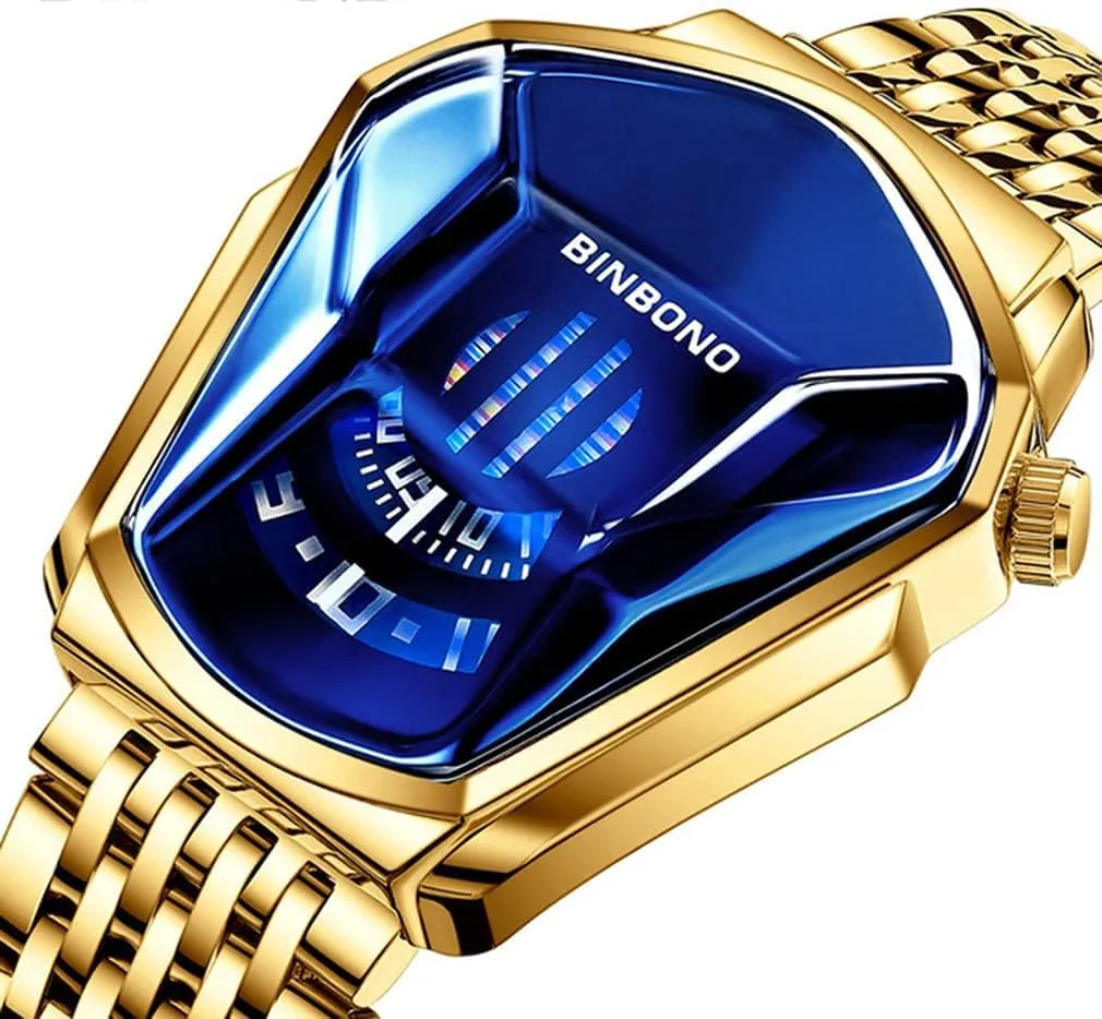 FANMIS Creative Fashion Blue LED Binary Digital Watches Men's Stainless Steel Silver Waterproof LED Backlight Bracelet Plated Watches