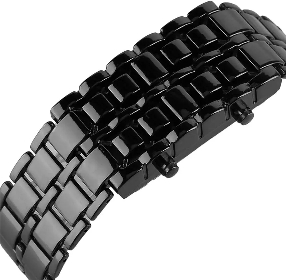 FANMIS Fashion Men's Simple Sports Watch Electronic Binary Digital LED Lava Alloy Rectangular Chain Watch