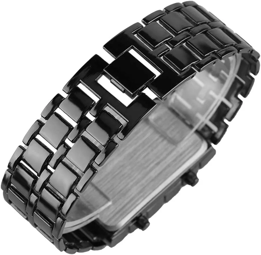 FANMIS Fashion Men's Simple Sports Watch Electronic Binary Digital LED Lava Alloy Rectangular Chain Watch