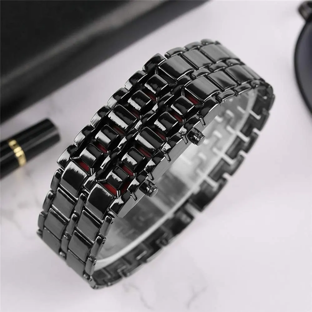FANMIS Fashion Men's Simple Sports Watch Electronic Binary Digital LED Lava Alloy Rectangular Chain Watch