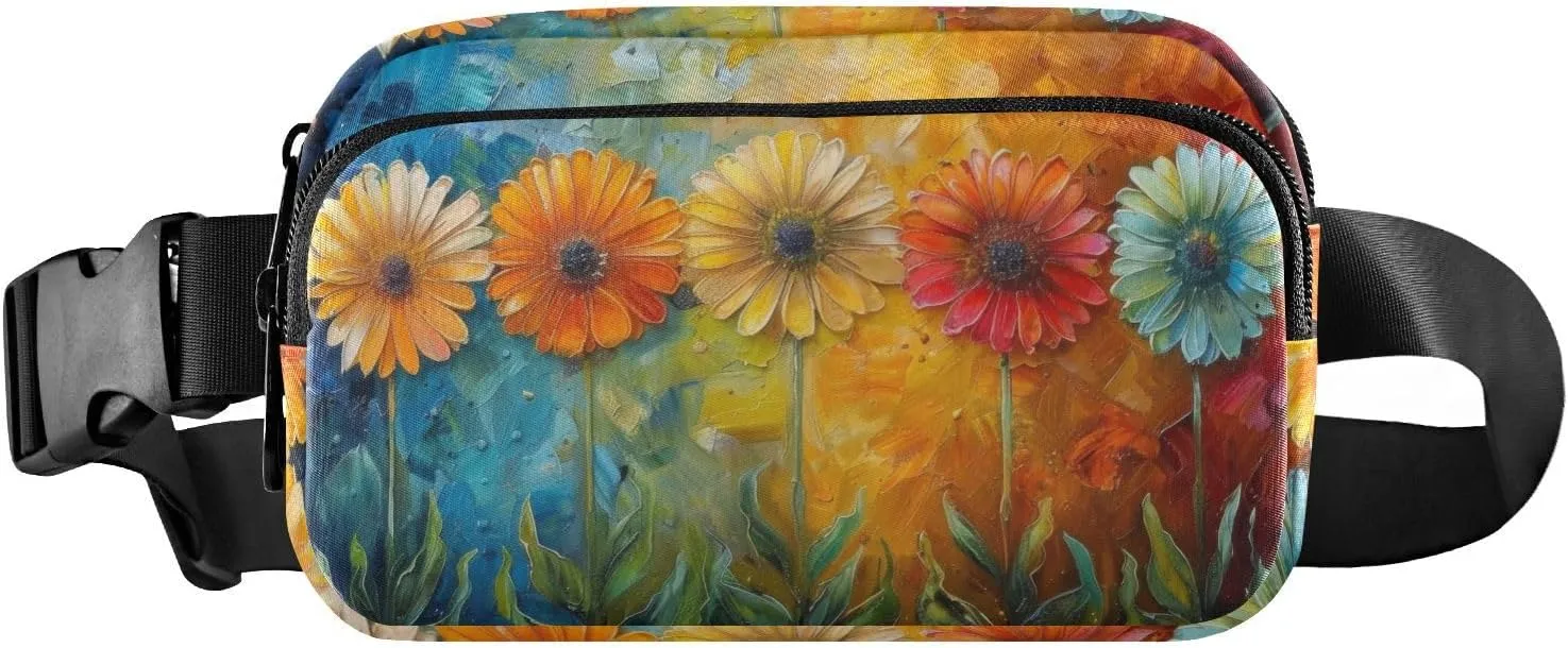 Fanny Pack Vibrant Abstract Flower Print Water Resistant Crossbody Waist Pack Adjustable Belt for Running Hiking Traveling 85.31.6 inch