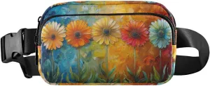 Fanny Pack Vibrant Abstract Flower Print Water Resistant Crossbody Waist Pack Adjustable Belt for Running Hiking Traveling 85.31.6 inch