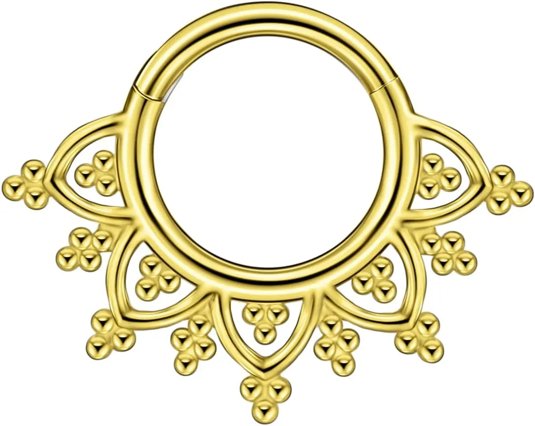 FANSING 316L Surgical Steel Beaded Lotus Piercing Rings for Septum Daith