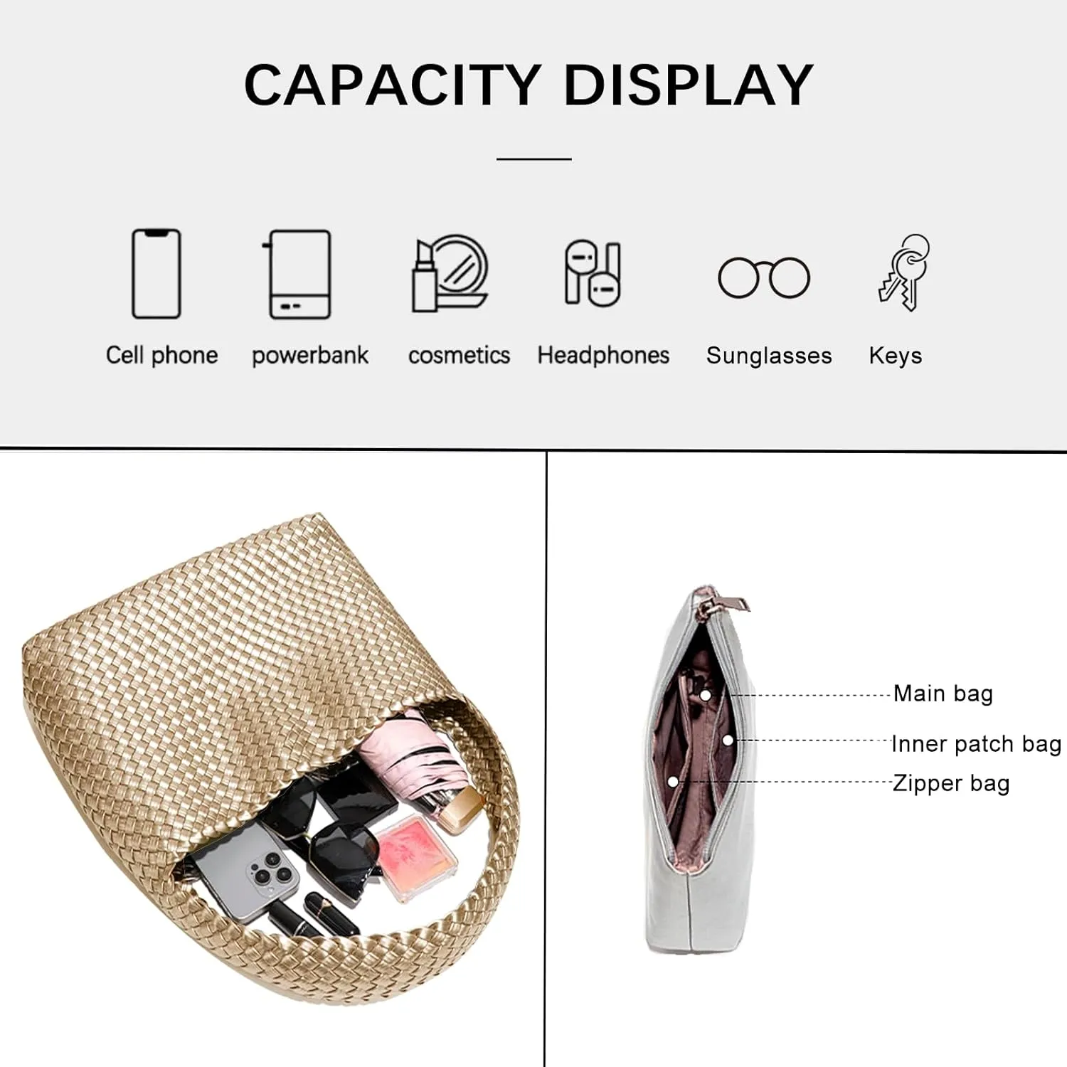 Fashion Designer Handbags and Purses, Women Shoulder Bag, Casual Hand Woven Shopping Tote Hobo, Ladies Underarm Bags