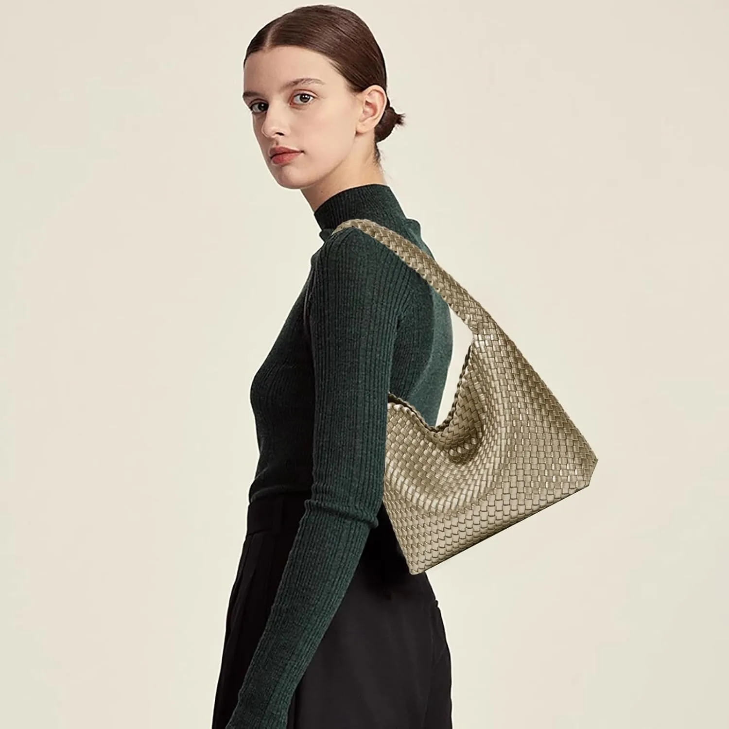 Fashion Designer Handbags and Purses, Women Shoulder Bag, Casual Hand Woven Shopping Tote Hobo, Ladies Underarm Bags