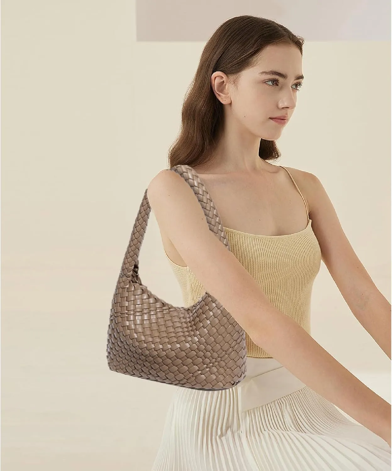 Fashion Designer Handbags and Purses, Women Shoulder Bag, Casual Hand Woven Shopping Tote Hobo, Ladies Underarm Bags