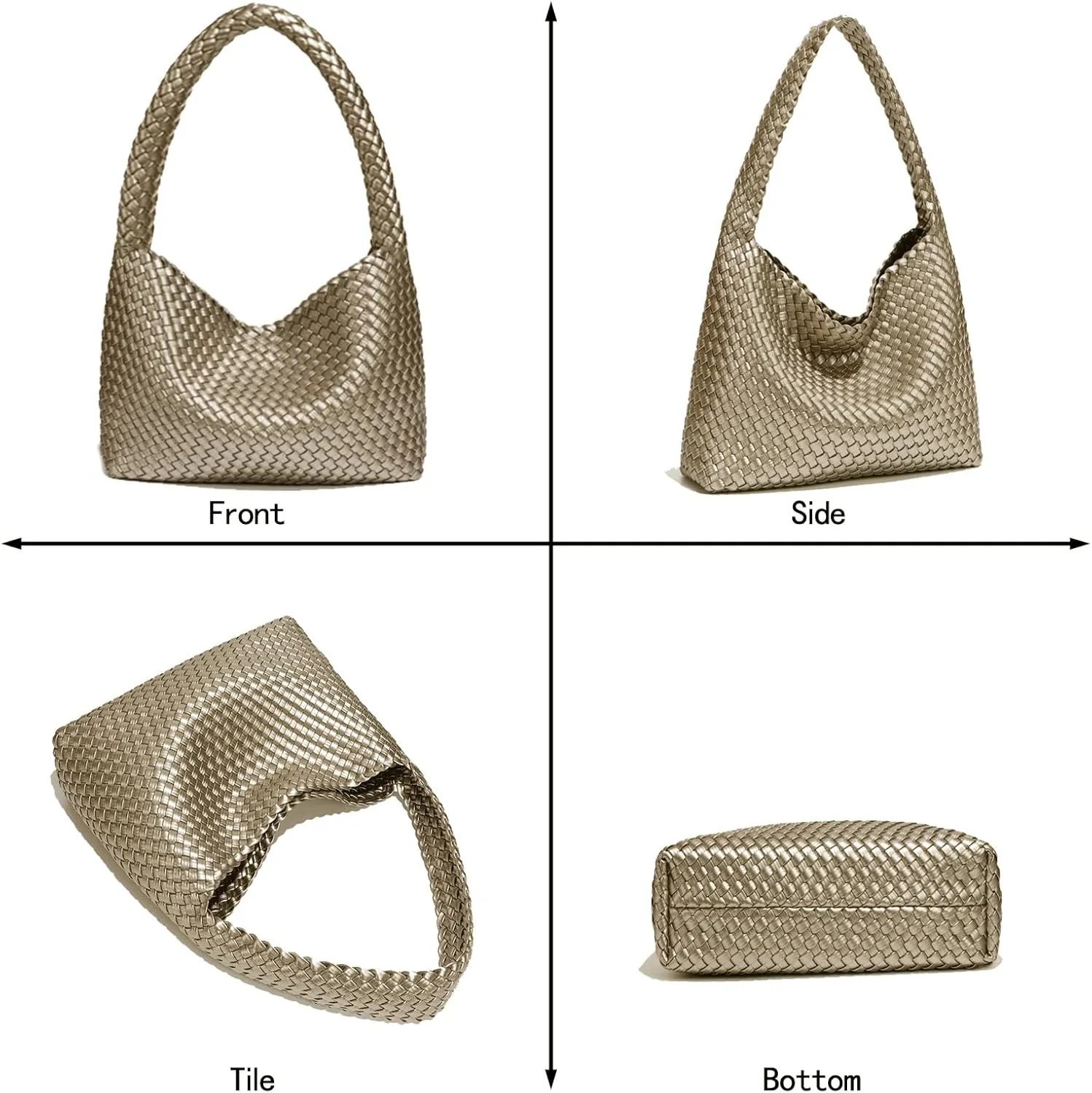 Fashion Designer Handbags and Purses, Women Shoulder Bag, Casual Hand Woven Shopping Tote Hobo, Ladies Underarm Bags