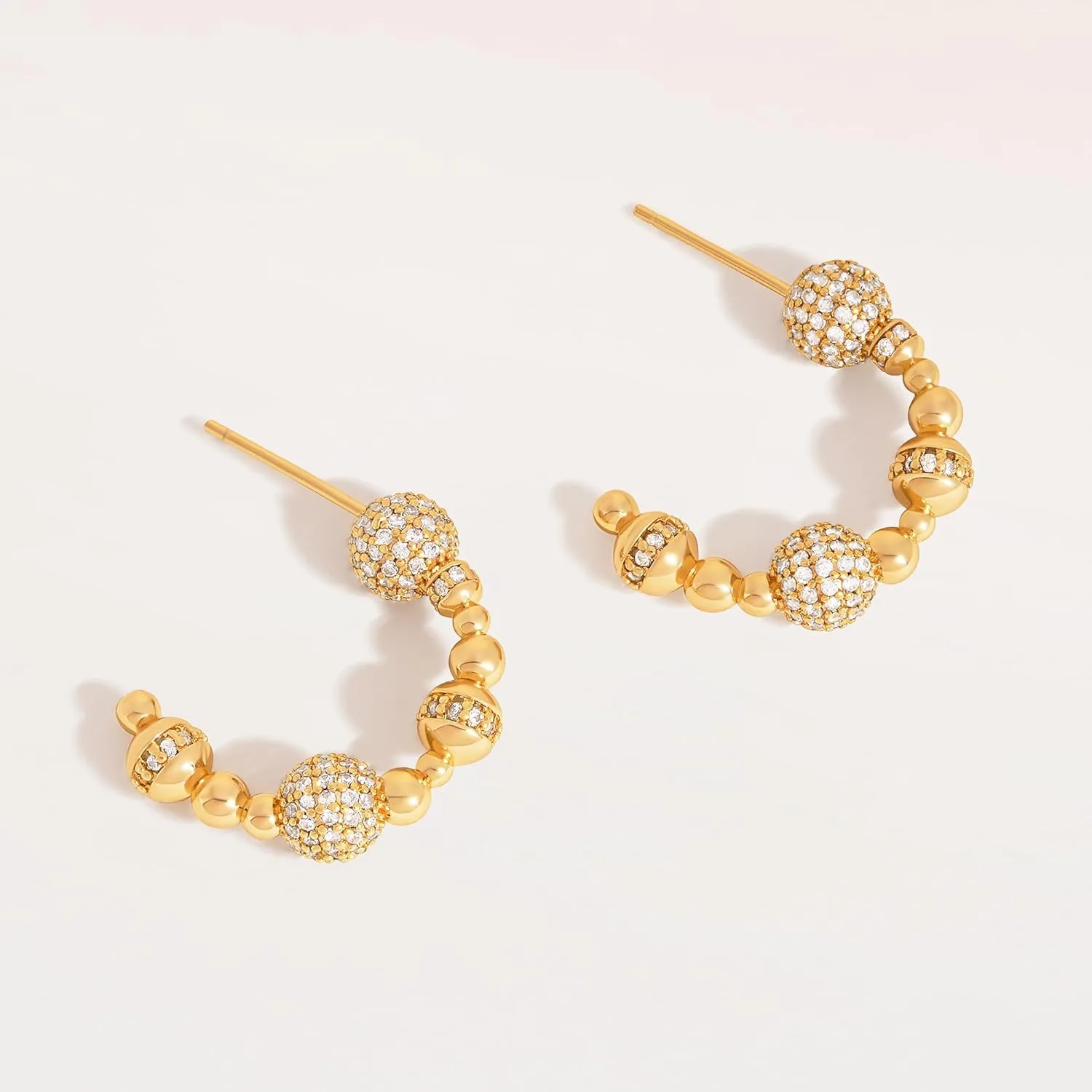 FETTERO Split Hoop Earrings 14K Gold Plated Chunky Hoop Earrings for Women Dainty Hypoallergenic Half Hoop Earring Jewelry Triple Hoop Earrings