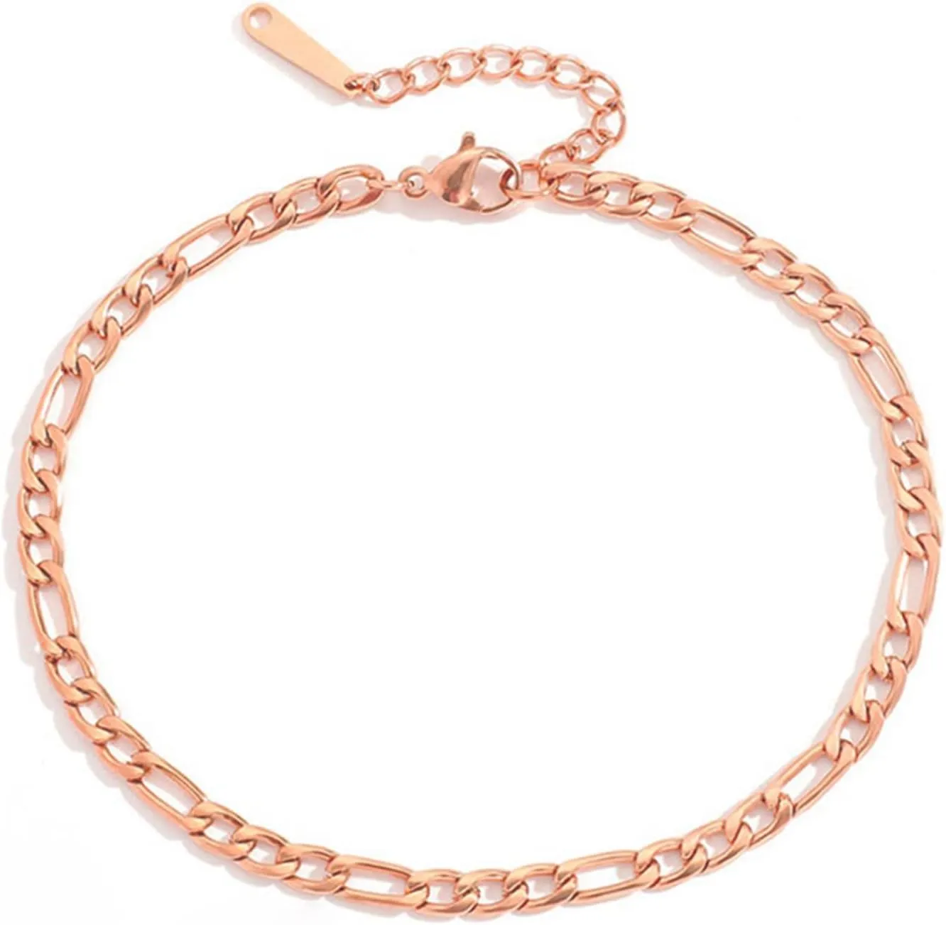 Figaro Link Chain Anklets for Women 14k Gold Plated Hip Hop Punk Stainless Steel 4mm Anklets Bracelets Christmas 2024 Gifts for Women