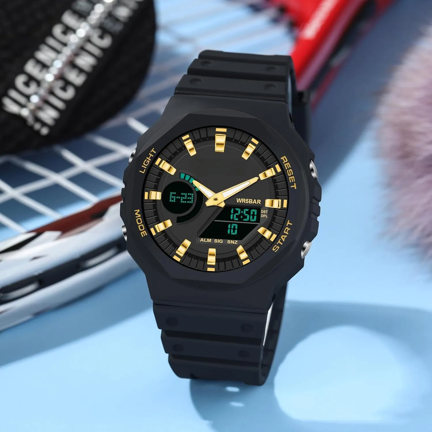 findtime Black Unisex Watches Digital, Watches for Men Women Waterproof Sports Electronic Men's Wristwatches Reloj Deportivo para Hombre LED Stopwatch