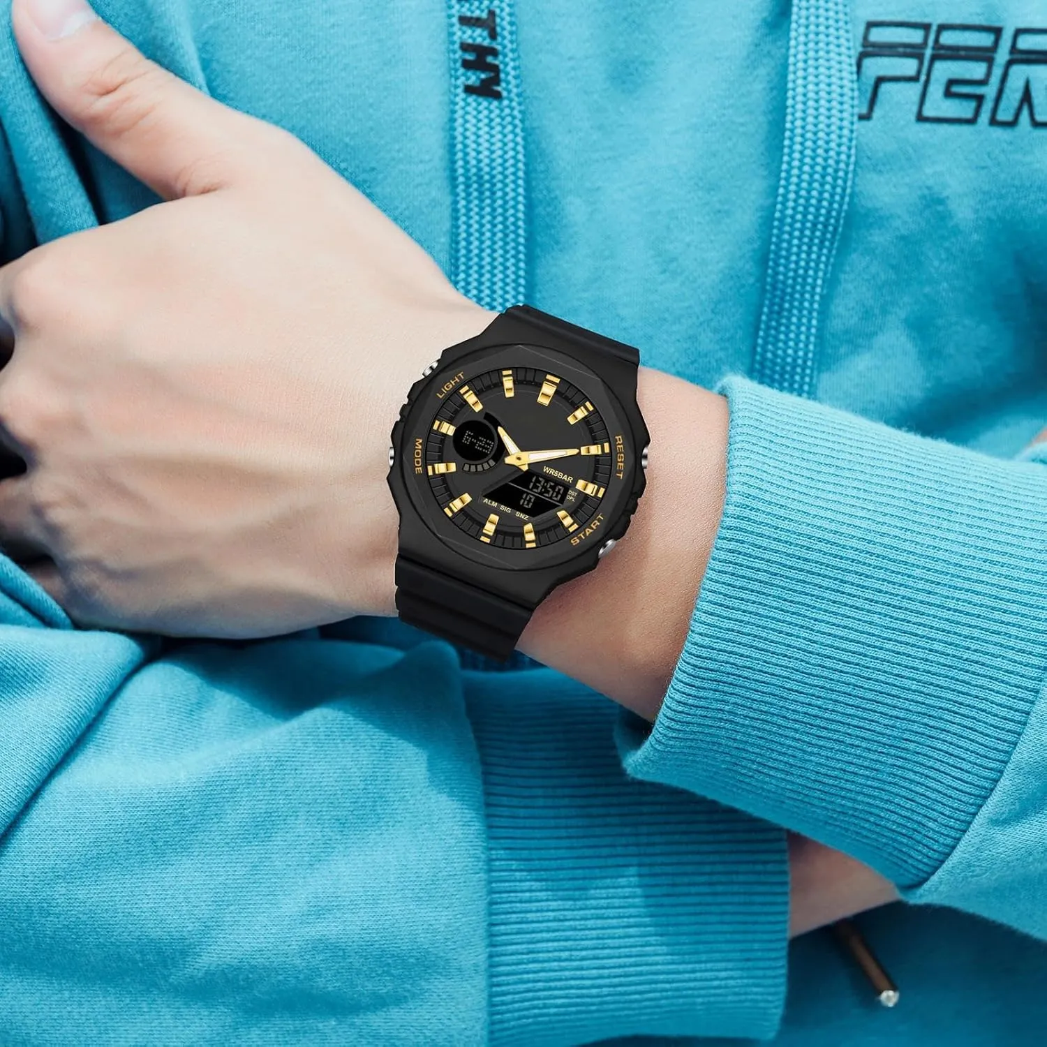 findtime Black Unisex Watches Digital, Watches for Men Women Waterproof Sports Electronic Men's Wristwatches Reloj Deportivo para Hombre LED Stopwatch