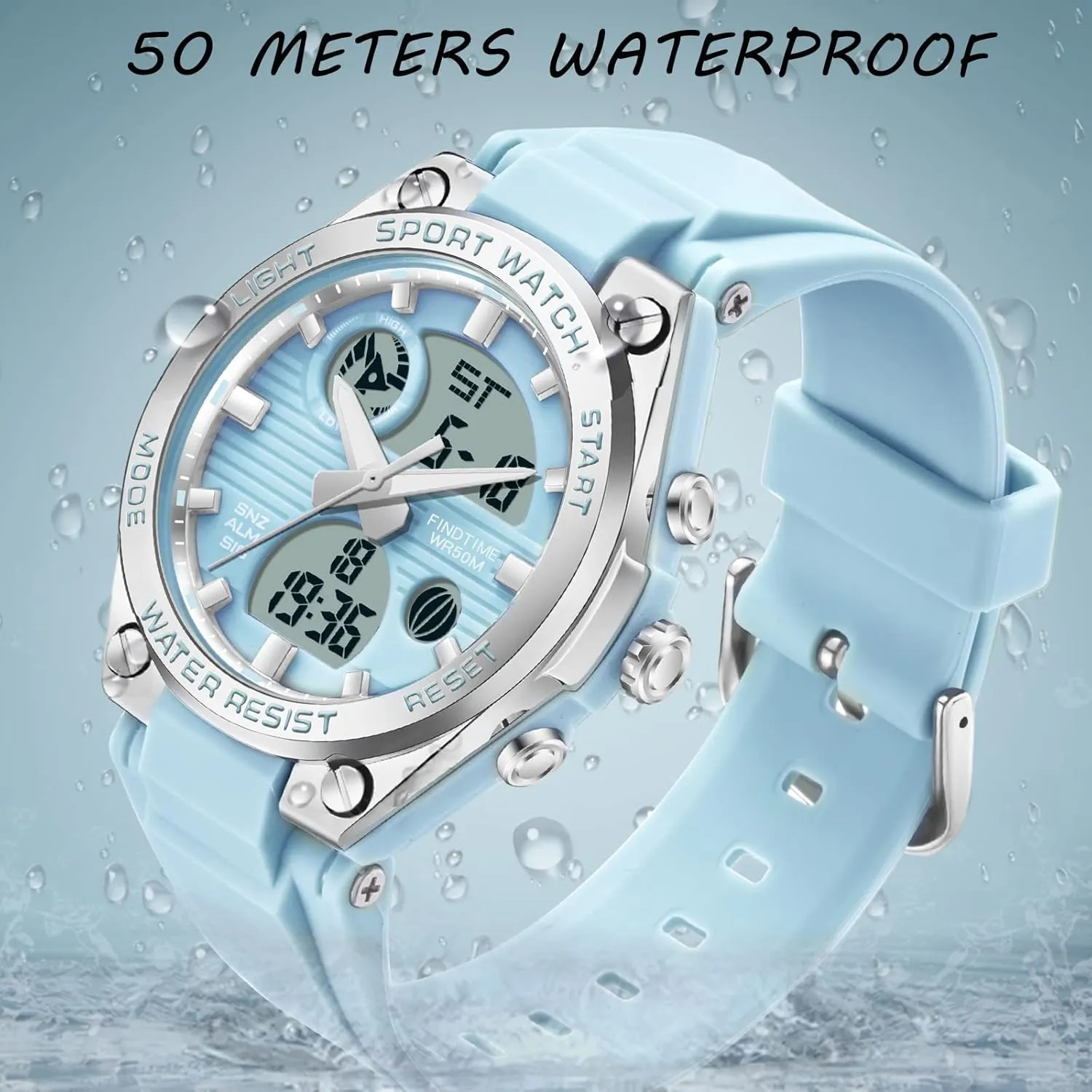 findtime Womens Digital Watch Sport Waterproof Watch Analog Military Tactical Watches LED Backlight Alarm Stopwatch Wrist Watches