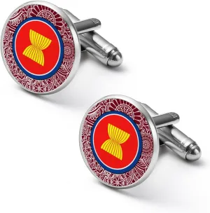 Flag of ASEAN Men's Cufflinks, Shirt Pins, Brooches, Buckles, Business Suit Buttons, Tuxedo Accessories 2.0cm