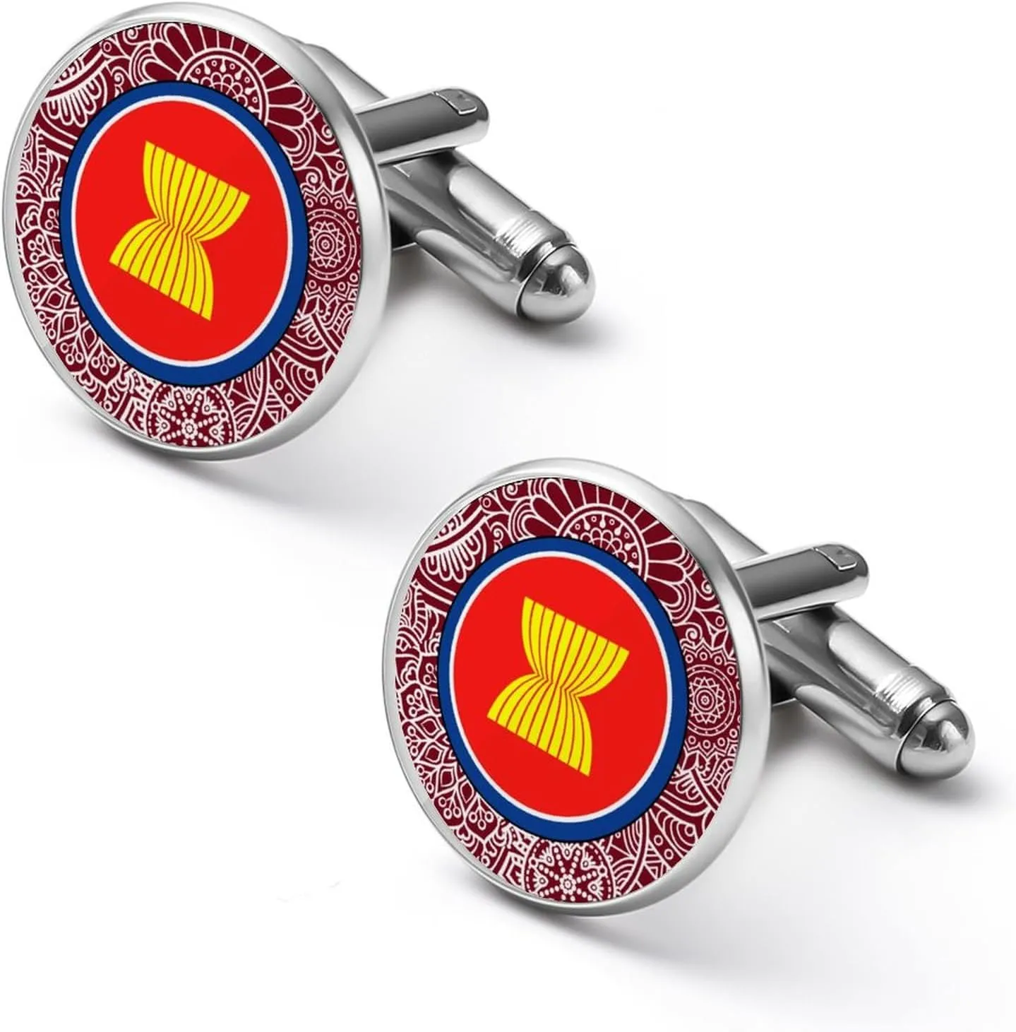 Flag of ASEAN Men's Cufflinks, Shirt Pins, Brooches, Buckles, Business Suit Buttons, Tuxedo Accessories 2.0cm