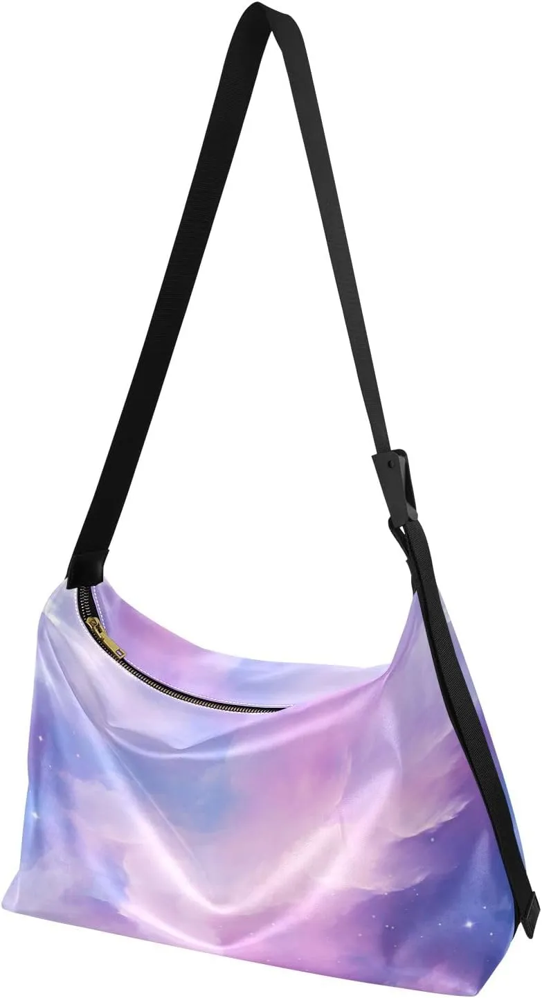 Floral on Dark Leather Shoulder Bag with Zipper, Woman Hobo Shoulder Bag, Leather Crossbody Shoulder Bag